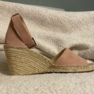 Vince Camino pink suede open toe wedges